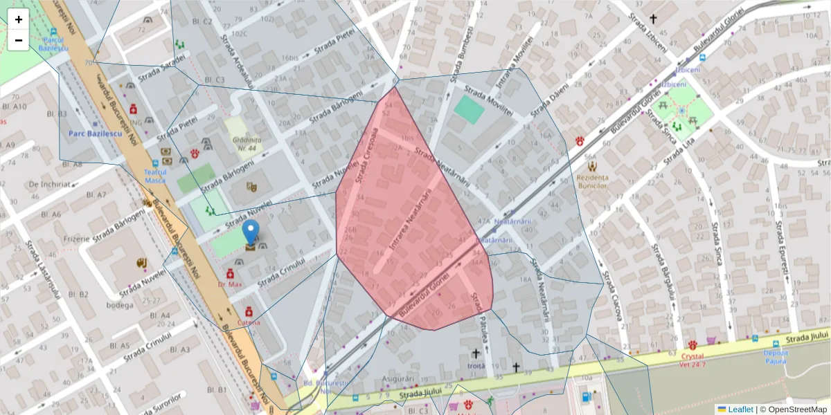 Hartă a codului poștal  și a codurilor poștale învecinate