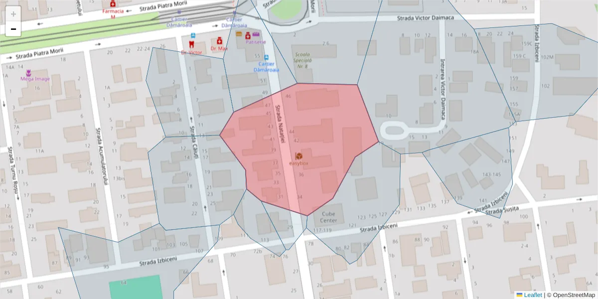 Hartă a codului poștal  și a codurilor poștale învecinate