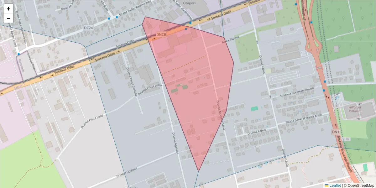 Hartă a codului poștal  și a codurilor poștale învecinate