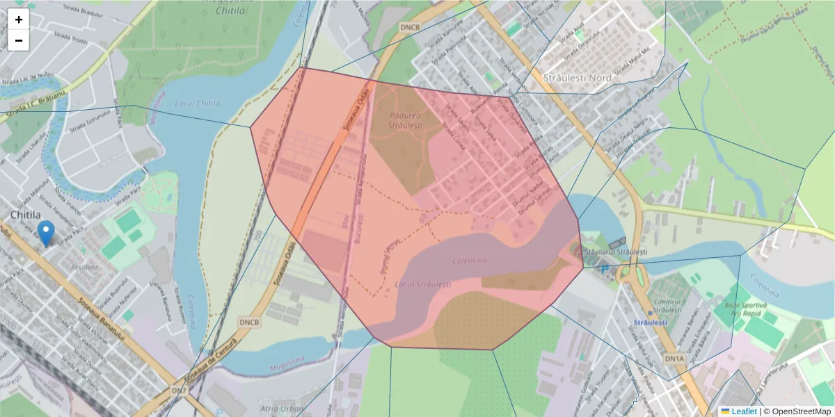 Hartă a codului poștal  și a codurilor poștale învecinate