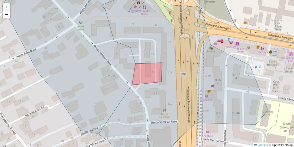 Hartă a codului poștal  și a codurilor poștale învecinate