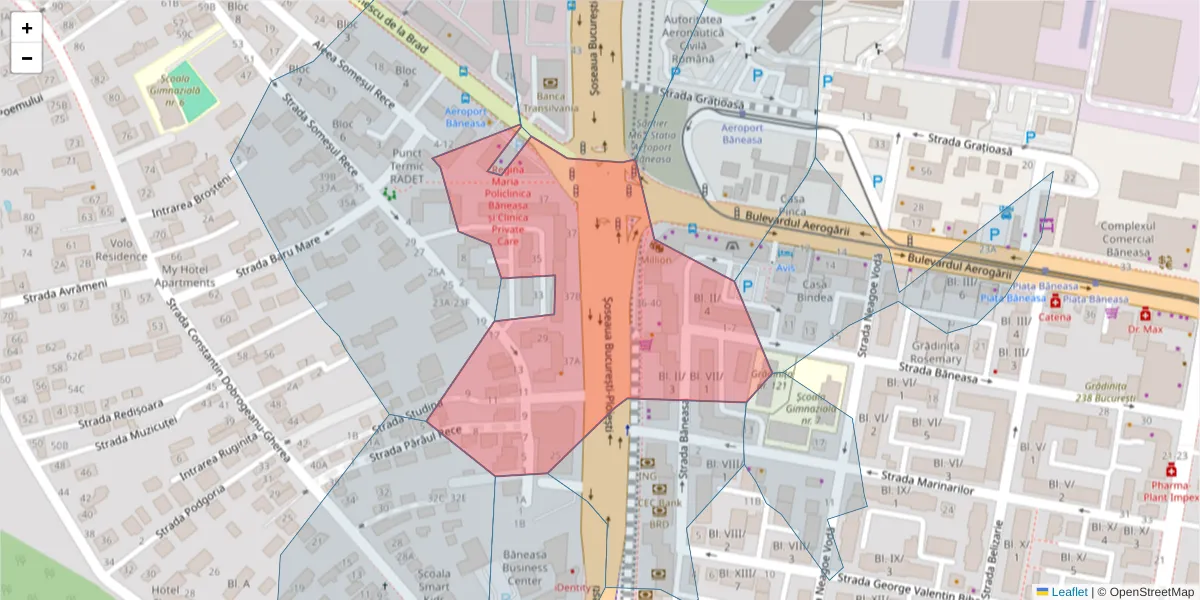 Hartă a codului poștal  și a codurilor poștale învecinate