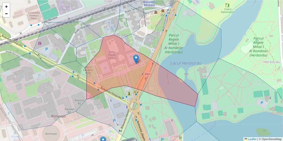 Hartă a codului poștal  și a codurilor poștale învecinate