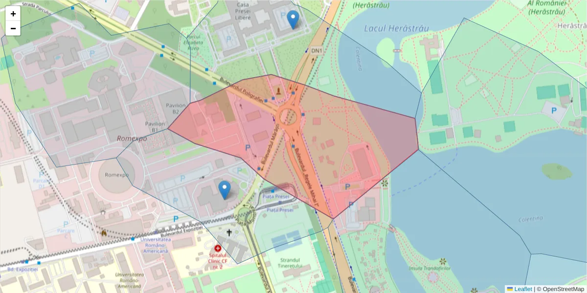 Hartă a codului poștal  și a codurilor poștale învecinate