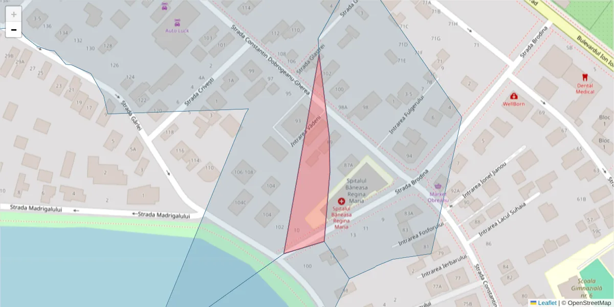 Hartă a codului poștal  și a codurilor poștale învecinate