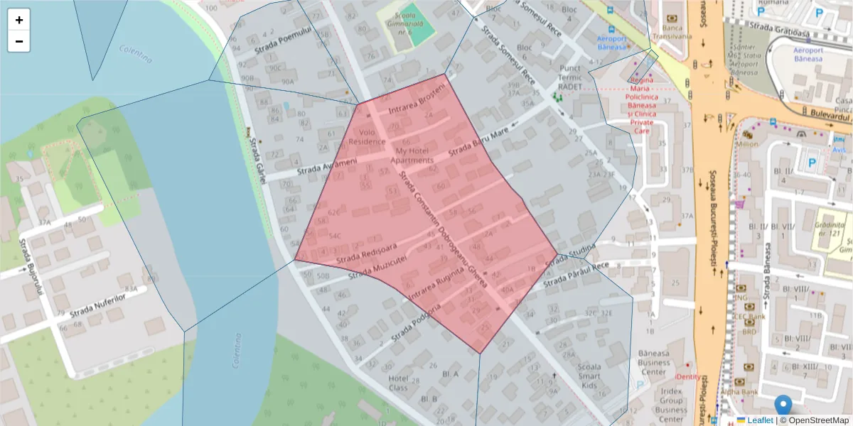 Hartă a codului poștal  și a codurilor poștale învecinate