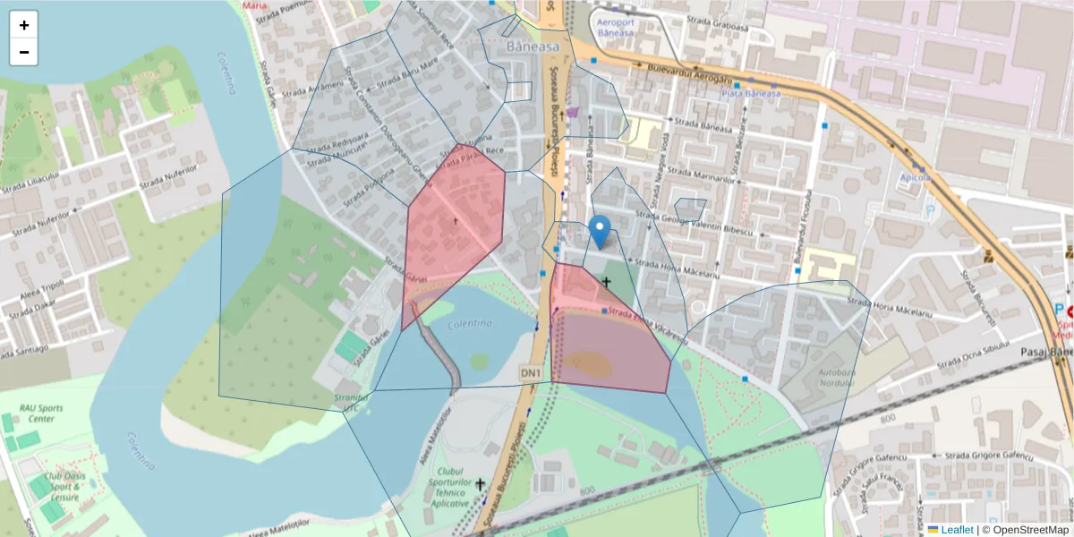 Hartă a codului poștal  și a codurilor poștale învecinate