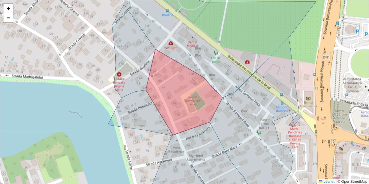 Hartă a codului poștal  și a codurilor poștale învecinate