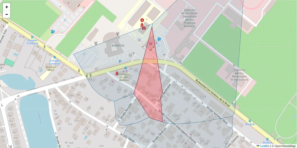 Hartă a codului poștal  și a codurilor poștale învecinate