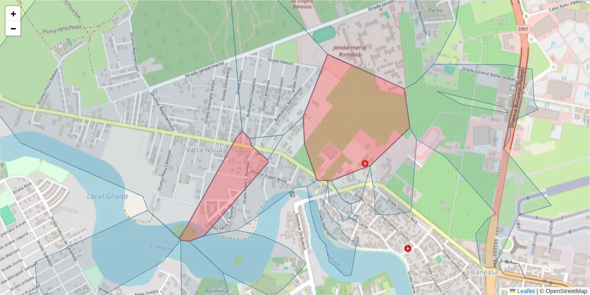 Hartă a codului poștal  și a codurilor poștale învecinate