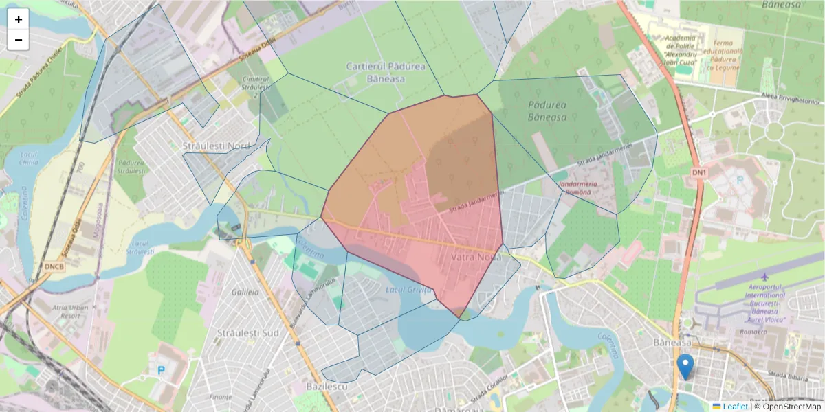Hartă a codului poștal  și a codurilor poștale învecinate