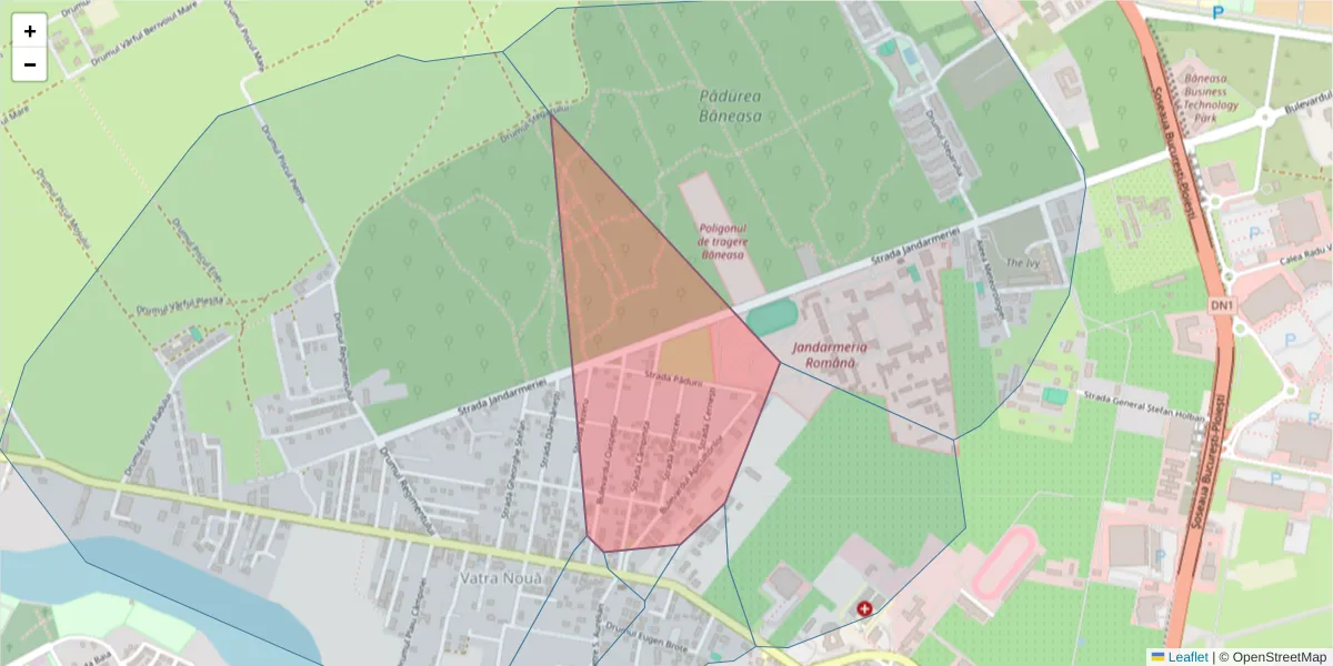 Hartă a codului poștal  și a codurilor poștale învecinate