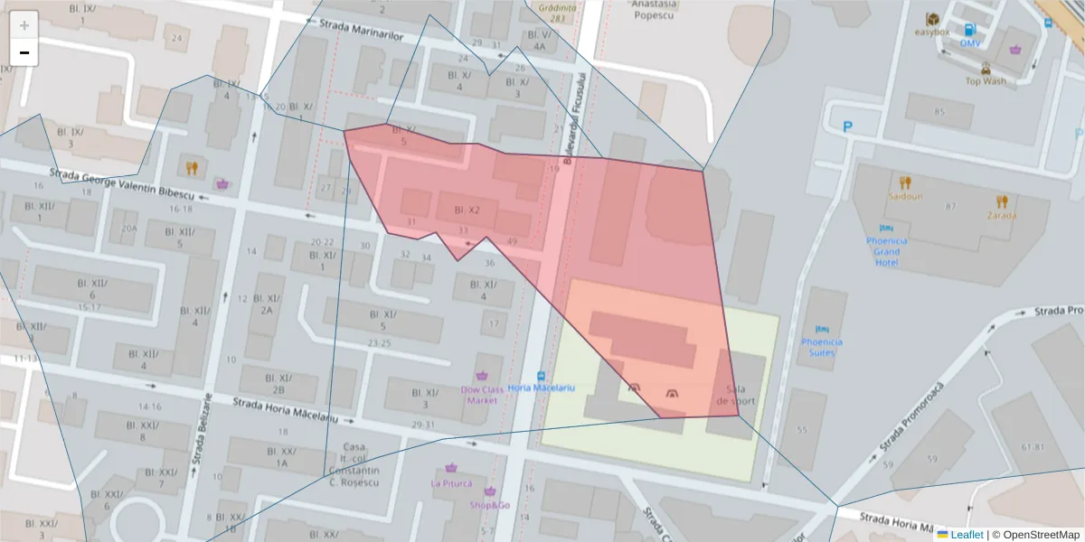 Hartă a codului poștal  și a codurilor poștale învecinate