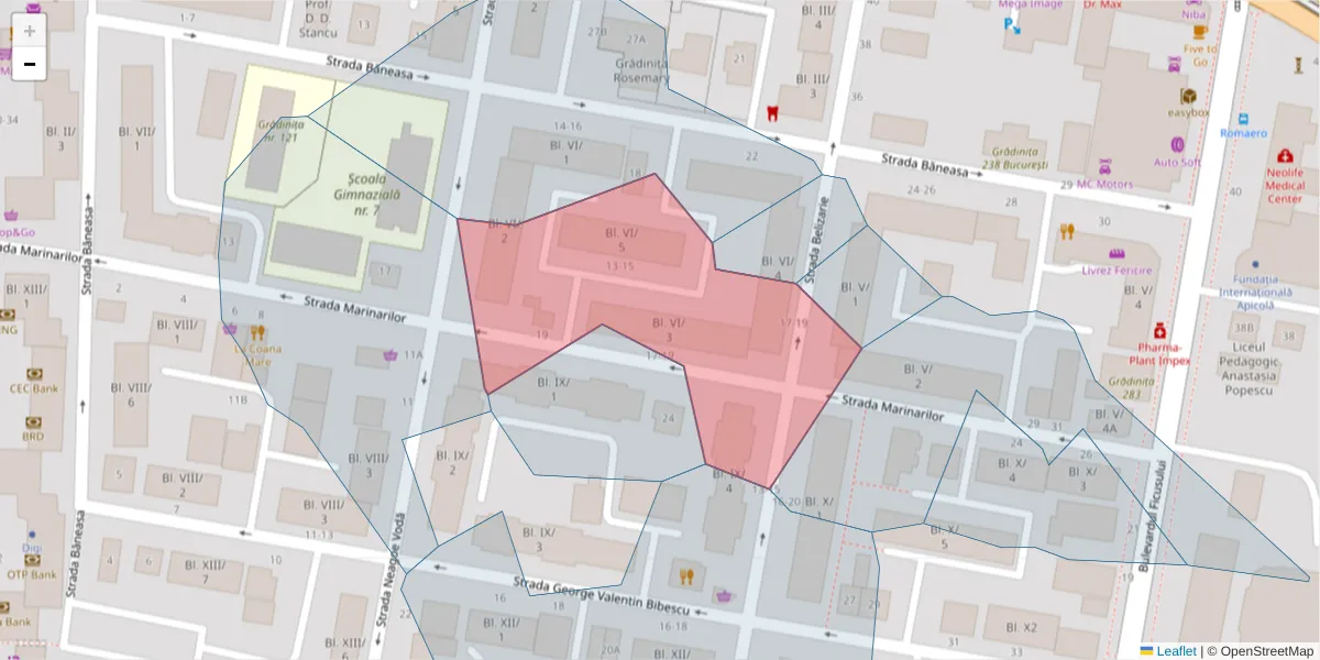 Hartă a codului poștal  și a codurilor poștale învecinate