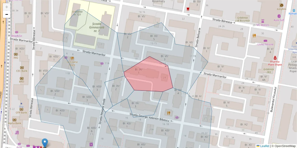 Hartă a codului poștal  și a codurilor poștale învecinate