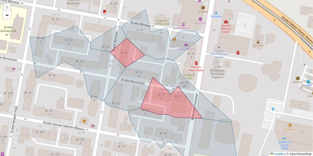 Hartă a codului poștal  și a codurilor poștale învecinate