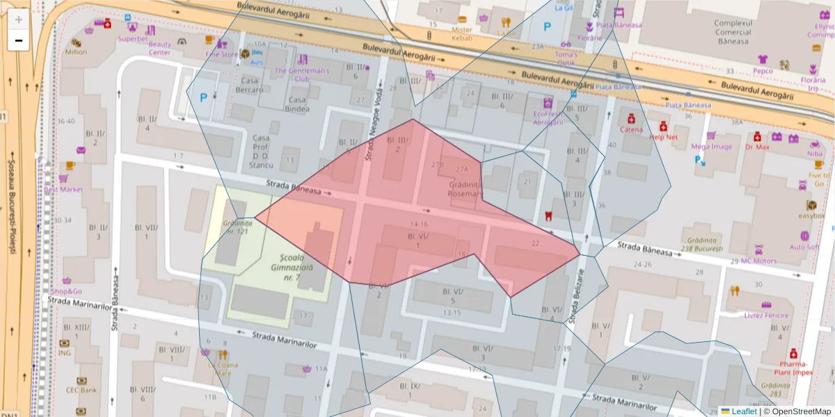 Hartă a codului poștal  și a codurilor poștale învecinate