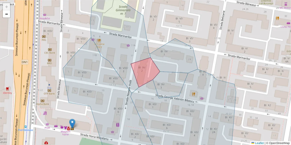 Hartă a codului poștal  și a codurilor poștale învecinate