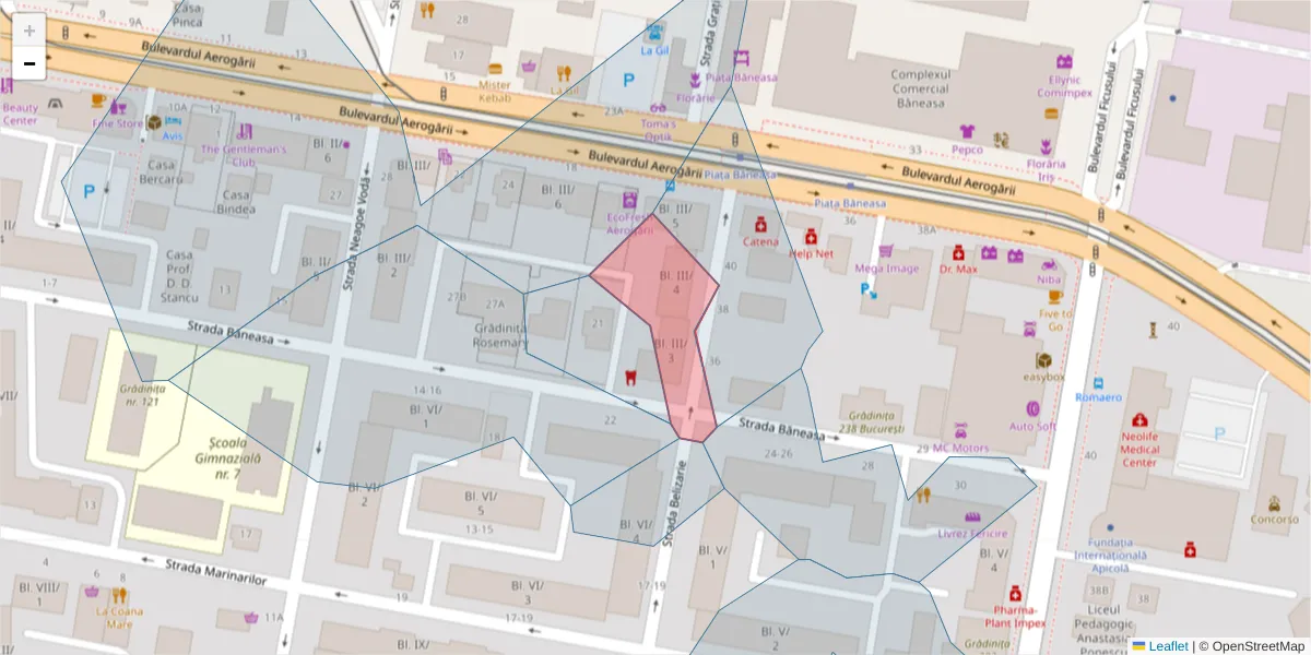 Hartă a codului poștal  și a codurilor poștale învecinate