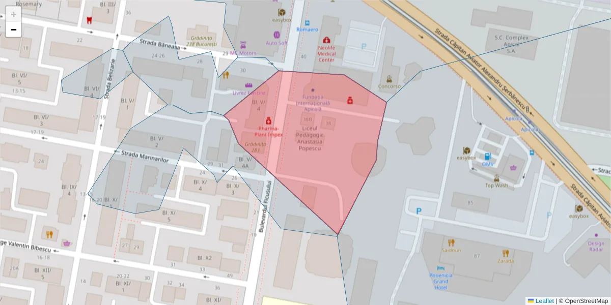 Hartă a codului poștal  și a codurilor poștale învecinate