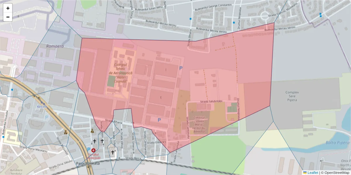 Hartă a codului poștal  și a codurilor poștale învecinate