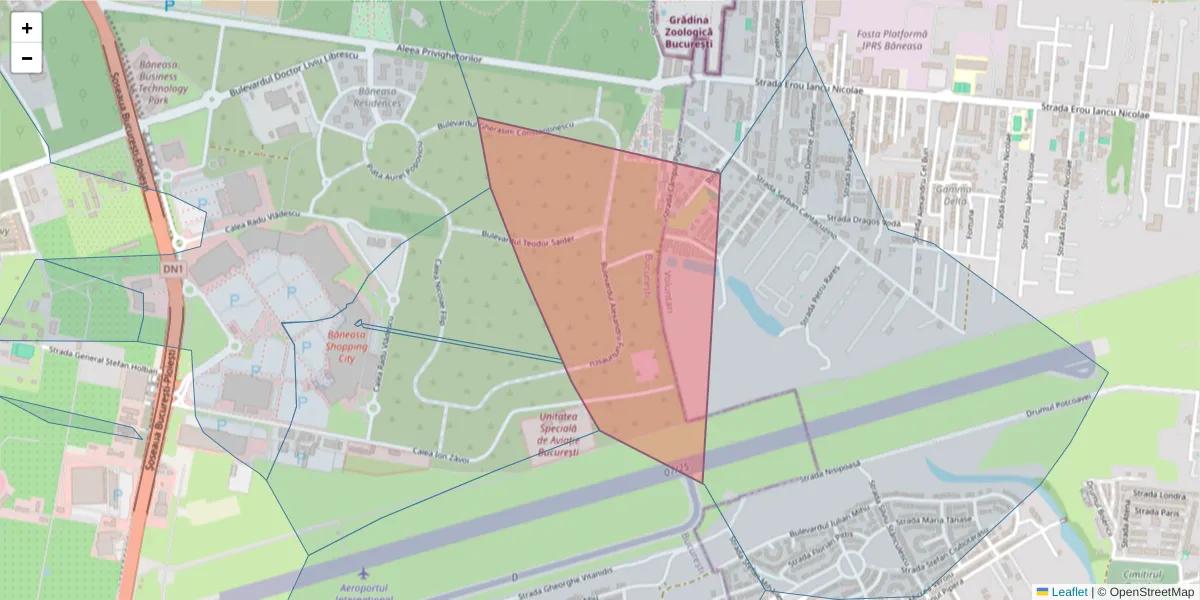 Hartă a codului poștal  și a codurilor poștale învecinate