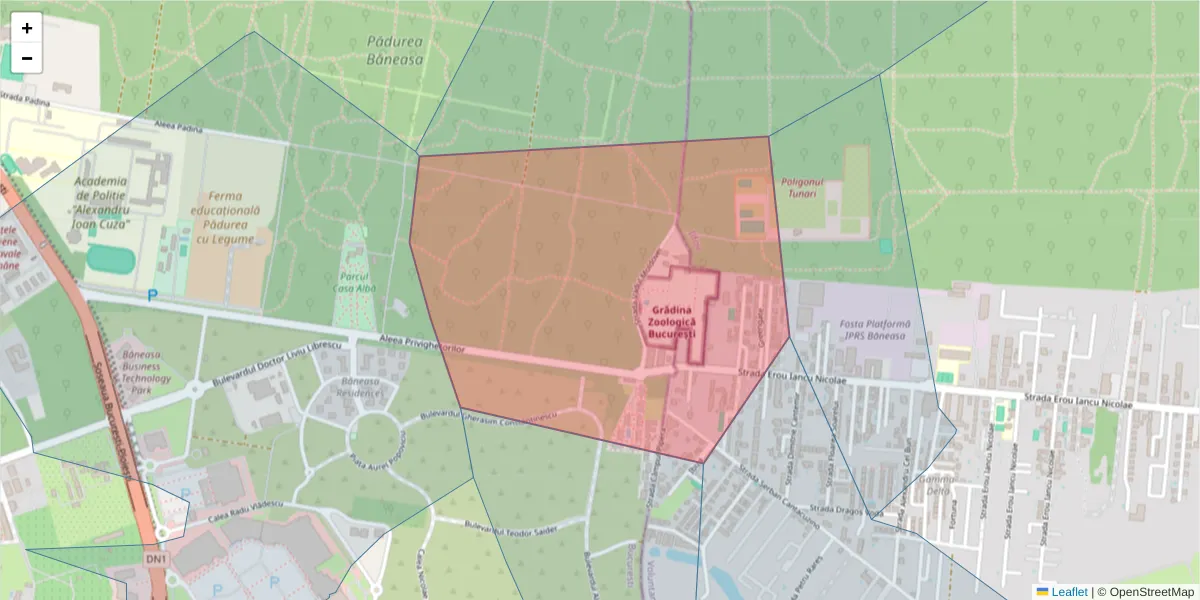 Hartă a codului poștal  și a codurilor poștale învecinate