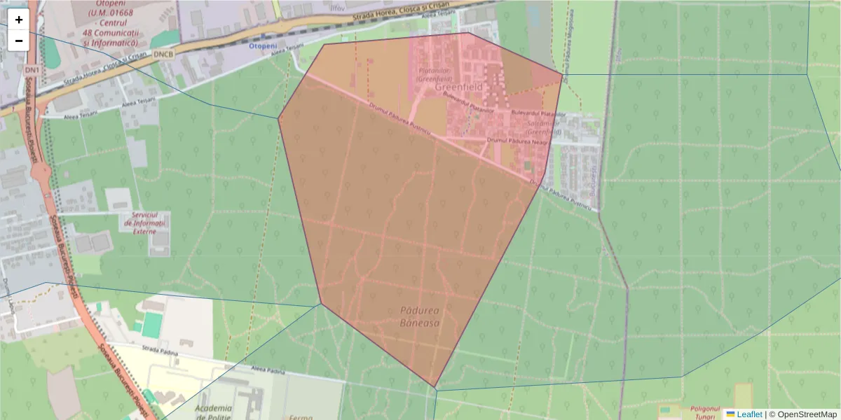 Hartă a codului poștal  și a codurilor poștale învecinate