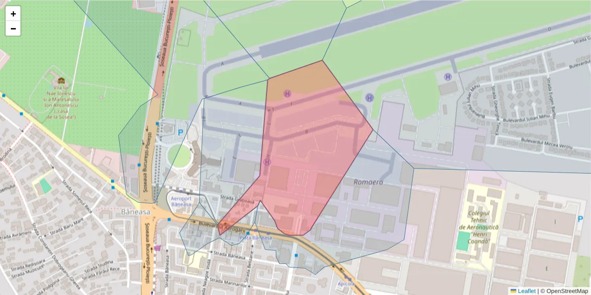 Hartă a codului poștal  și a codurilor poștale învecinate