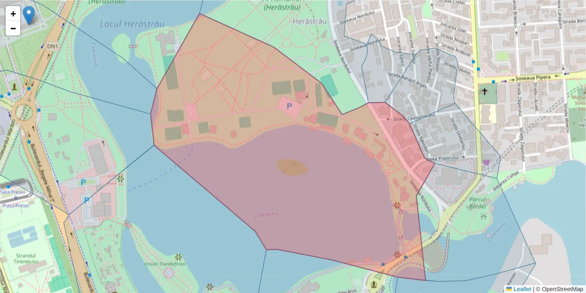 Hartă a codului poștal  și a codurilor poștale învecinate