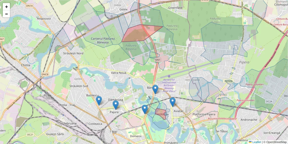 Hartă a codului poștal  și a codurilor poștale învecinate