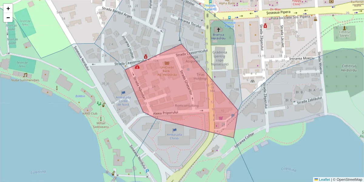 Hartă a codului poștal  și a codurilor poștale învecinate