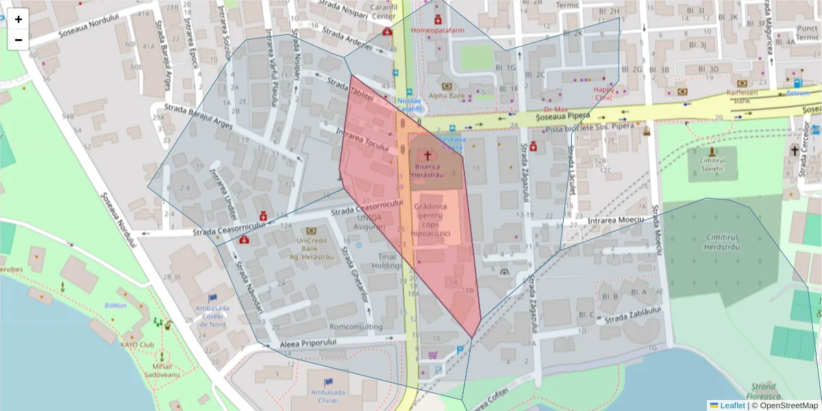 Hartă a codului poștal  și a codurilor poștale învecinate