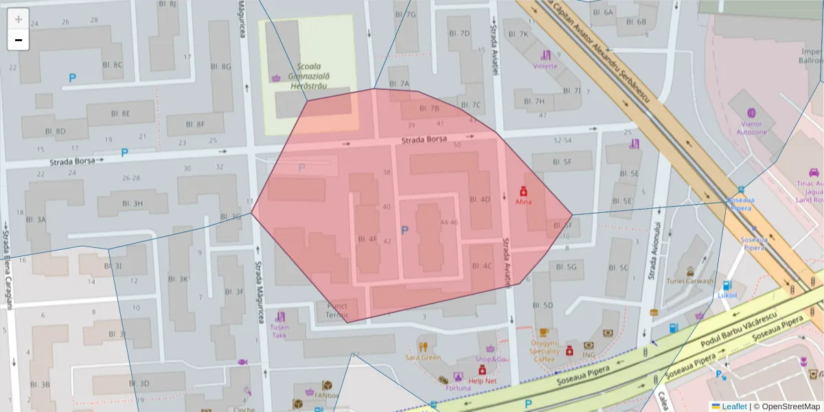 Hartă a codului poștal  și a codurilor poștale învecinate