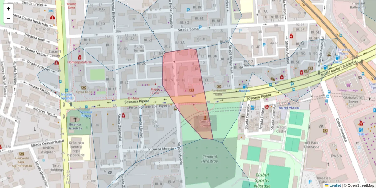 Hartă a codului poștal  și a codurilor poștale învecinate