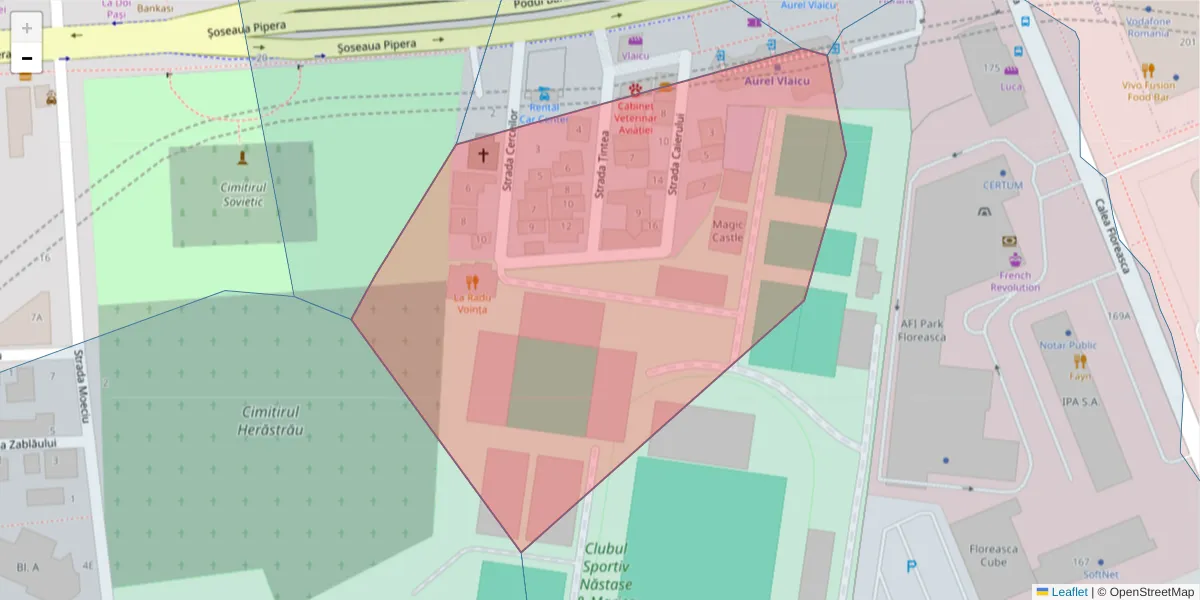 Hartă a codului poștal  și a codurilor poștale învecinate