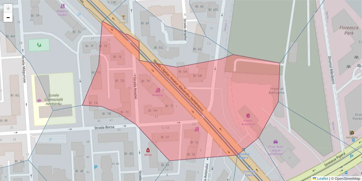 Hartă a codului poștal  și a codurilor poștale învecinate