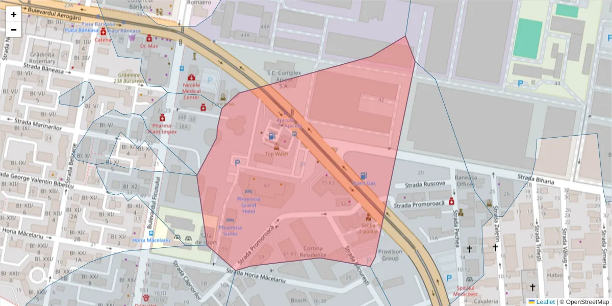 Hartă a codului poștal  și a codurilor poștale învecinate