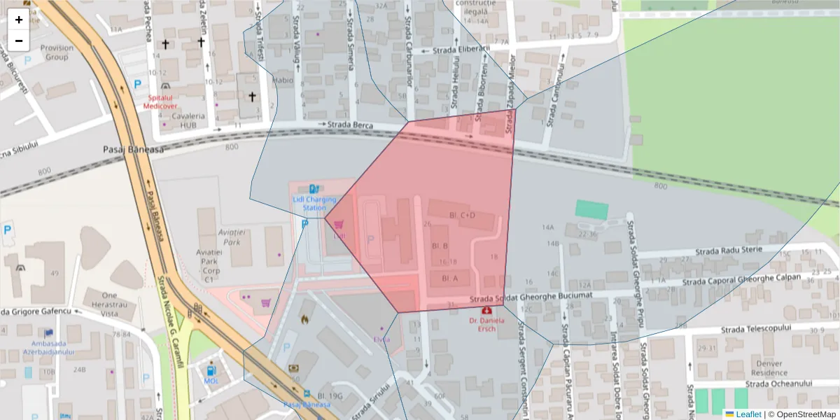 Hartă a codului poștal  și a codurilor poștale învecinate