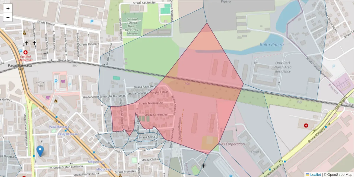 Hartă a codului poștal  și a codurilor poștale învecinate