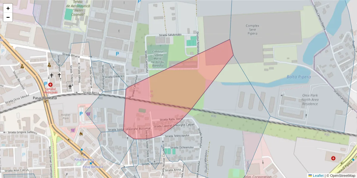 Hartă a codului poștal  și a codurilor poștale învecinate