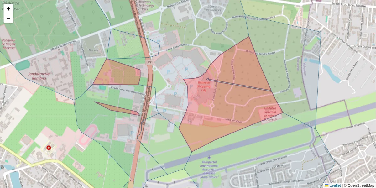 Hartă a codului poștal  și a codurilor poștale învecinate