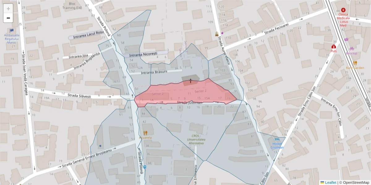 Hartă a codului poștal  și a codurilor poștale învecinate