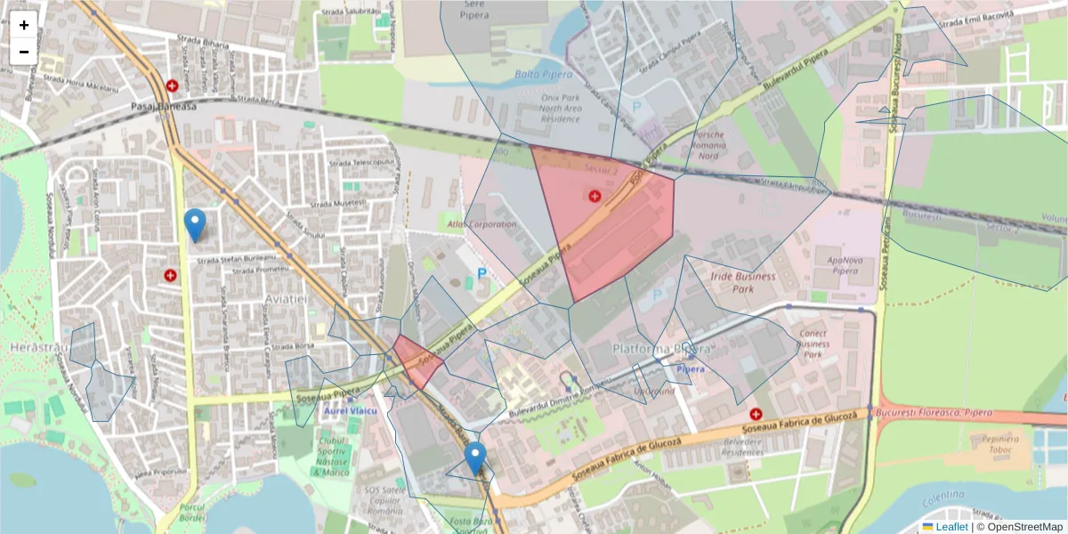 Hartă a codului poștal  și a codurilor poștale învecinate