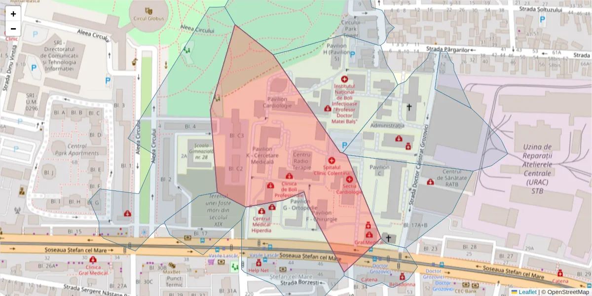 Hartă a codului poștal  și a codurilor poștale învecinate