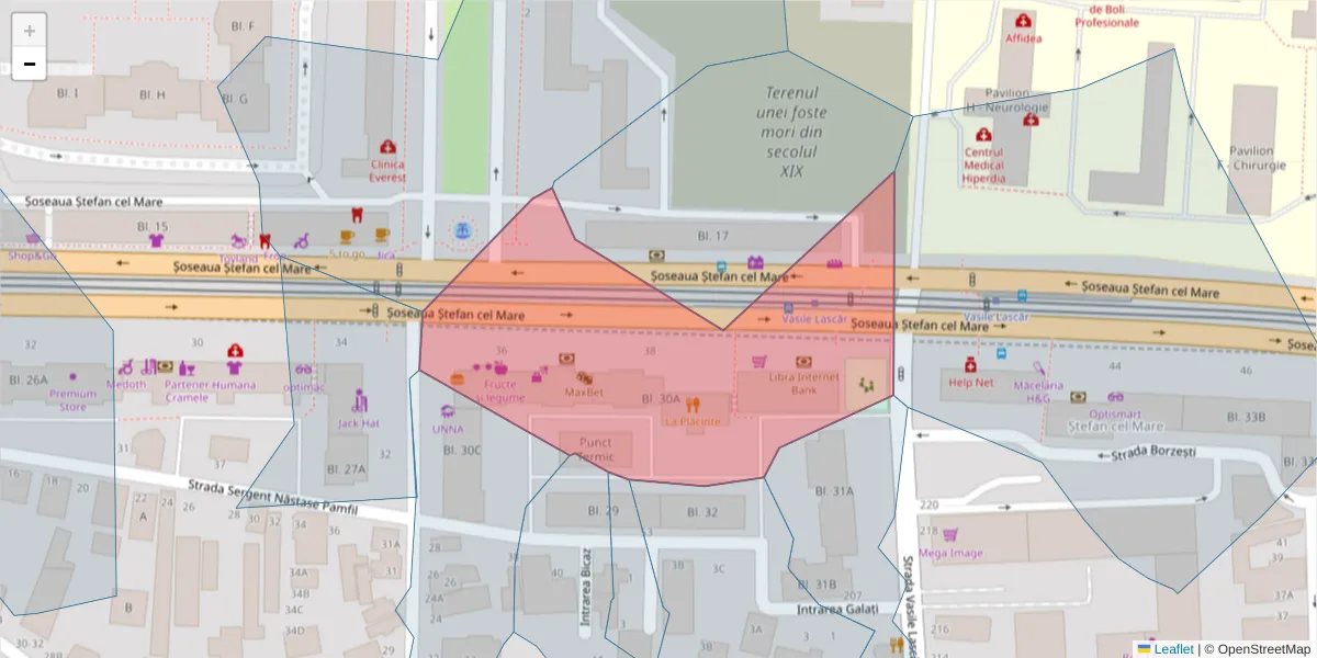 Hartă a codului poștal  și a codurilor poștale învecinate