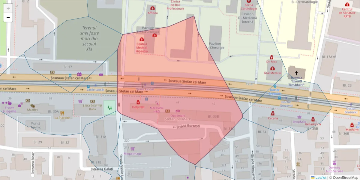 Hartă a codului poștal  și a codurilor poștale învecinate