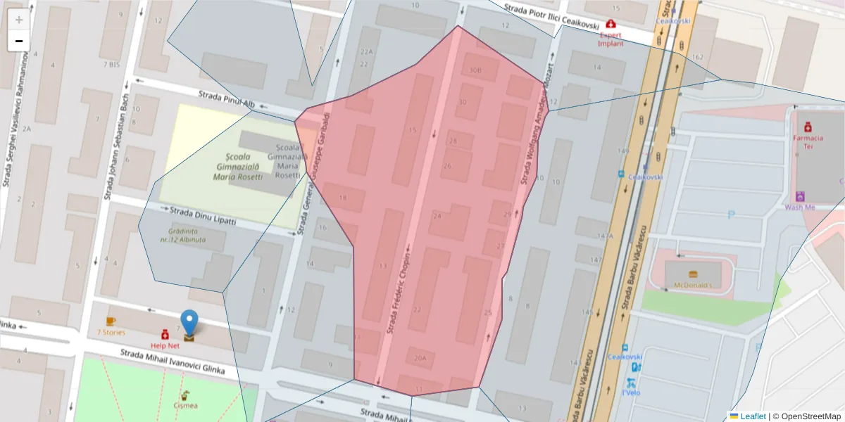 Hartă a codului poștal  și a codurilor poștale învecinate