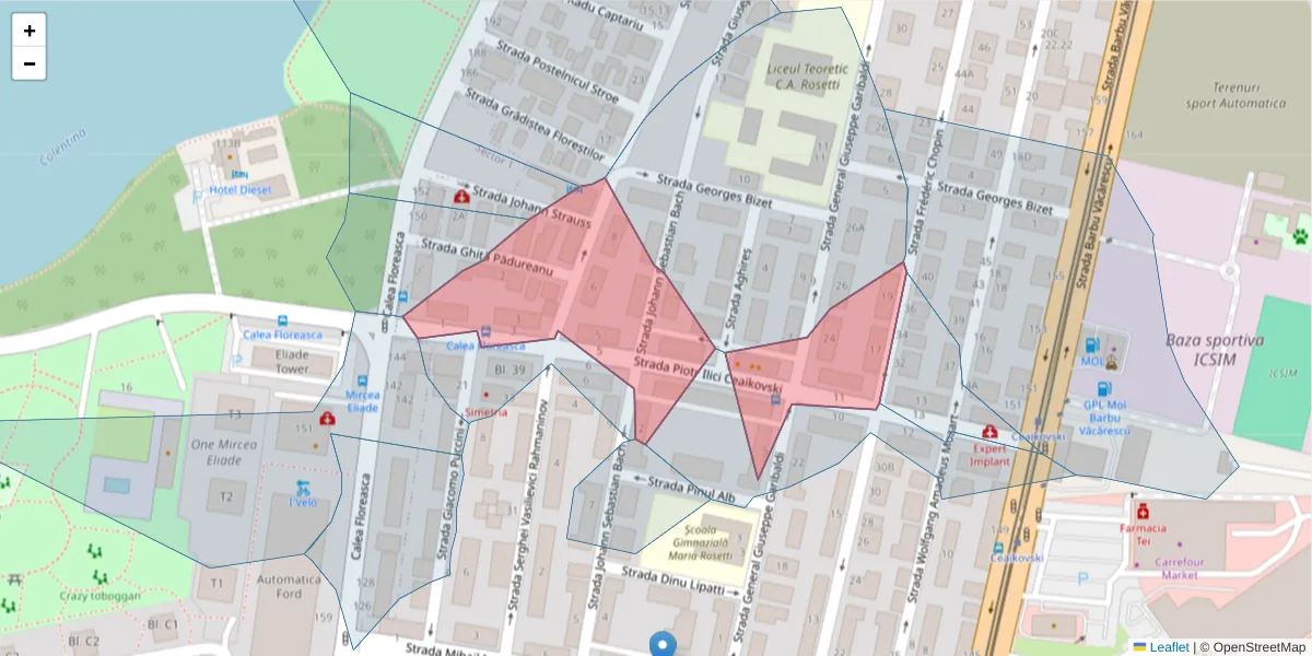 Hartă a codului poștal  și a codurilor poștale învecinate