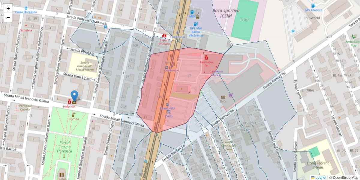 Hartă a codului poștal  și a codurilor poștale învecinate